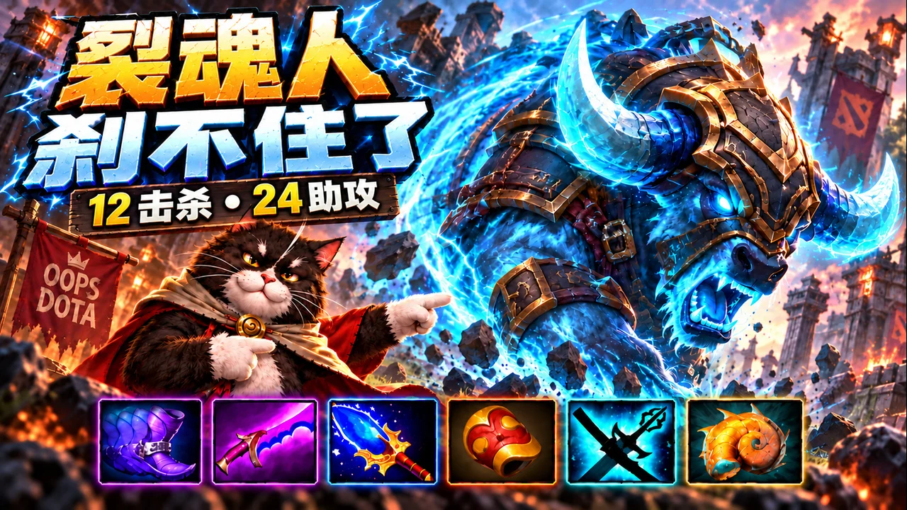 裂魂人 刹不住了: 12击杀 • 24助攻 | Dota 2