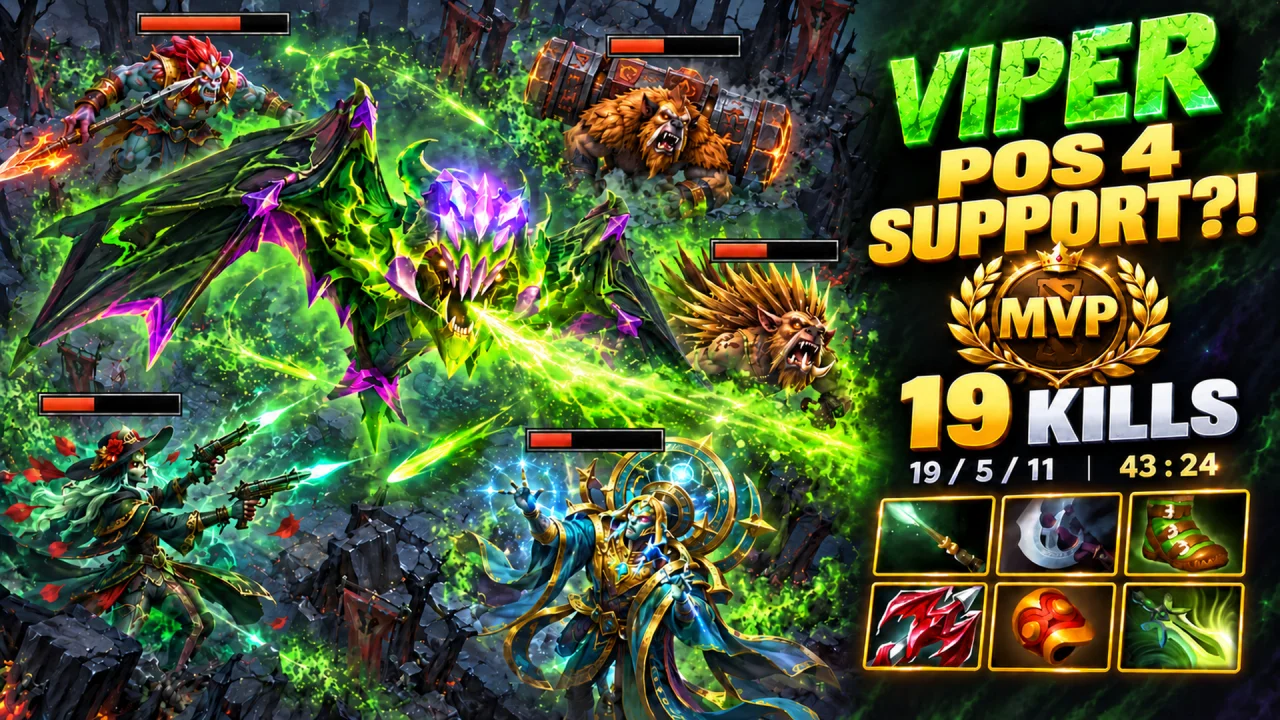 Viper position 4 ?! 19 kills et MVP du match | Dota 2