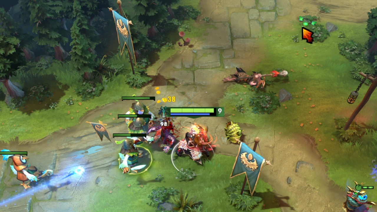A creep's last-hit moment: the final attack and gold gained