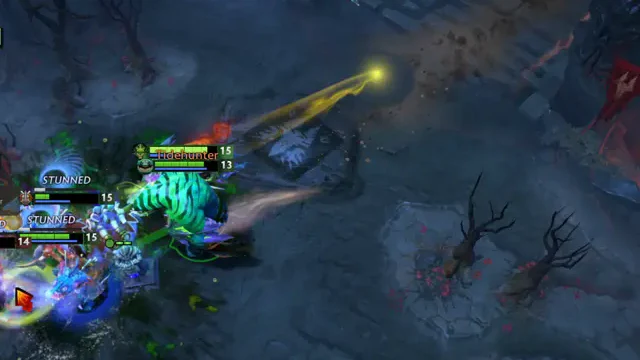 Teamfight from an OOPS DOTA recording: hero positions and available actions
